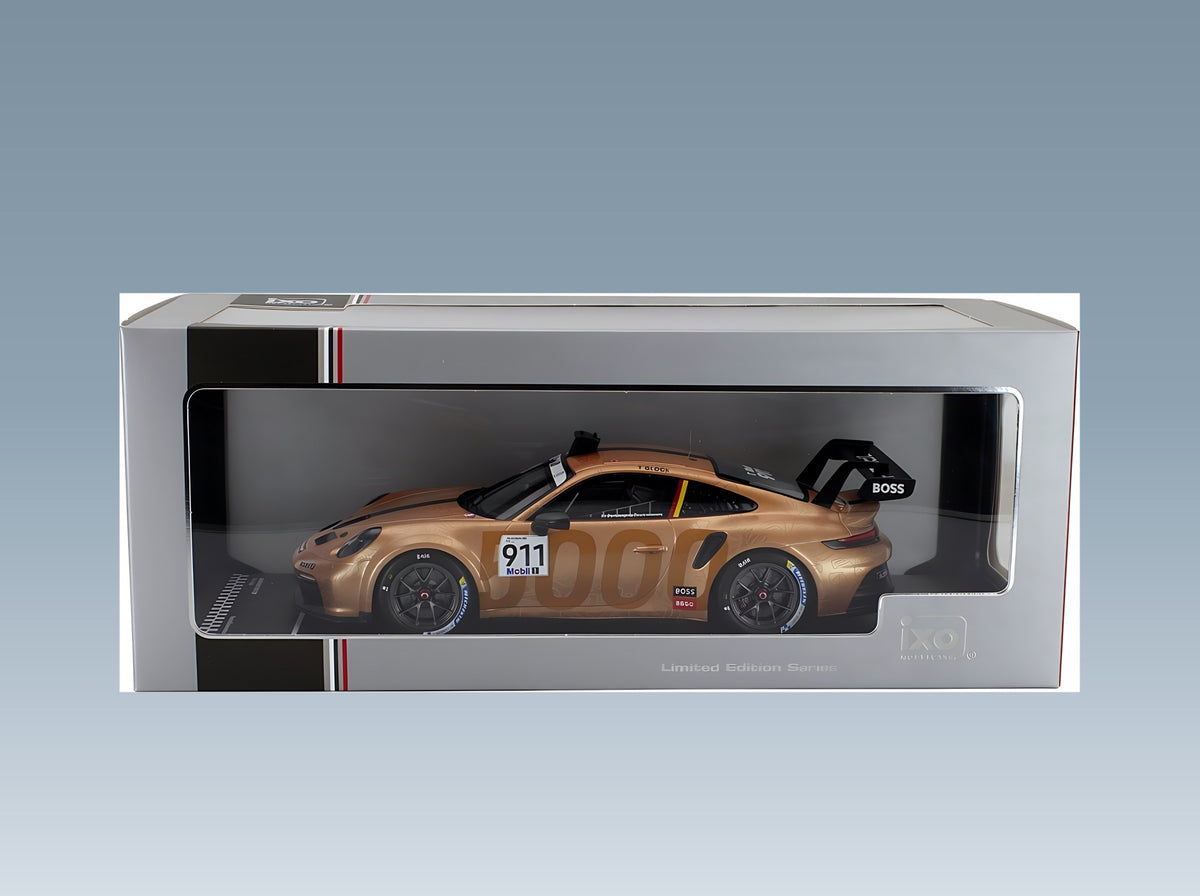Porsche 911 992 GT3 Cup Porsche Motorsport No. 911 Timo Glock Porsche Supercup Hungaroring 2023 IXO Models 1:18 scale model - original packaging