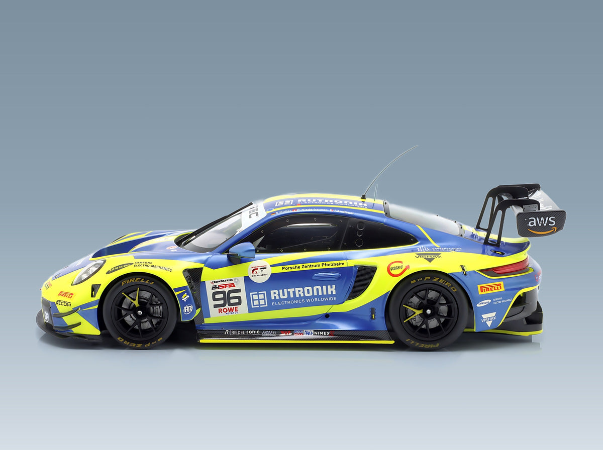 Porsche 911 992 GT3 R Rutronik Racing No. 96 Andlauer Müller Niederhauser 24h Spa 2024 IXO Models 1:18 scale model - side view