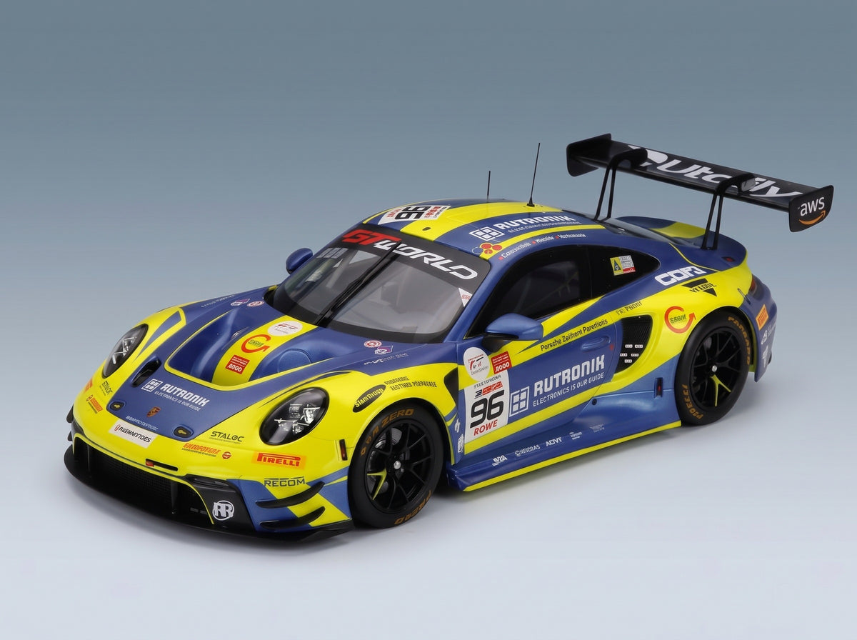 Porsche 911 GT3 R Rutronik Racing No. 96 Müller Niederhauser Picariello 2nd 24h Spa 2025 IXO Models 1:18 scale model - front three-quarter view