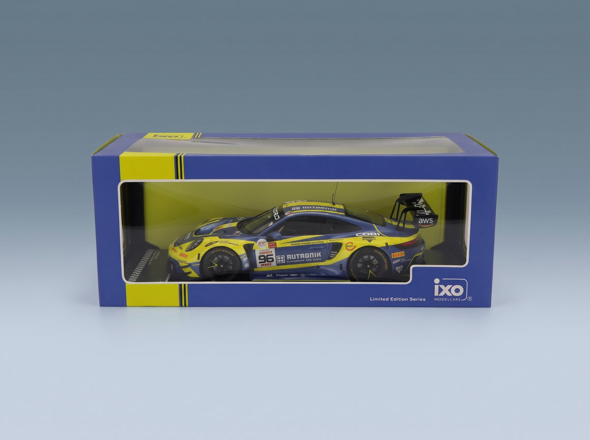 Porsche 911 GT3 R Rutronik Racing No. 96 Müller Niederhauser Picariello 2nd 24h Spa 2025 IXO Models 1:18 scale model - original packaging