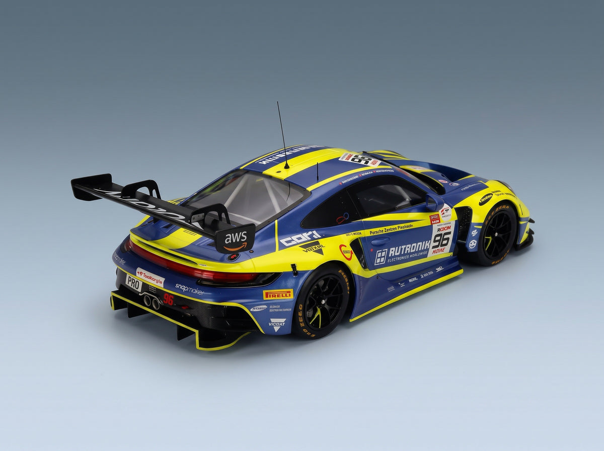 Porsche 911 GT3 R Rutronik Racing No. 96 Müller Niederhauser Picariello 2nd 24h Spa 2025 IXO Models 1:18 scale model - rear three-quarter view