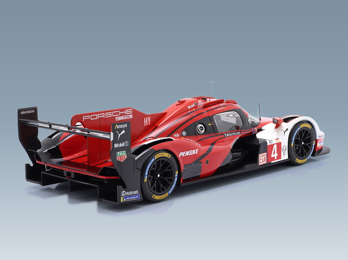 Porsche 963 Porsche Penske Motorsport No. 4 Nasr Tandy Wehrlein 24h Le Mans 2025 IXO Models 1:18 scale model - rear three-quarter view