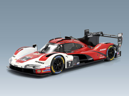 Porsche 963 Porsche Penske Motorsport No. 7 Felipe Nasr Nick Tandy Laurens Vanthoor Winner 12h Sebring 2025 IXO Models 1:18 scale model - front three-quarter view