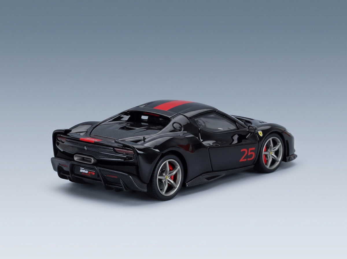 FERRARI - 296 SPECIALE N 25 2025 - NERO PUROSANGUE - BLACK RED scale model - rear three-quarter view