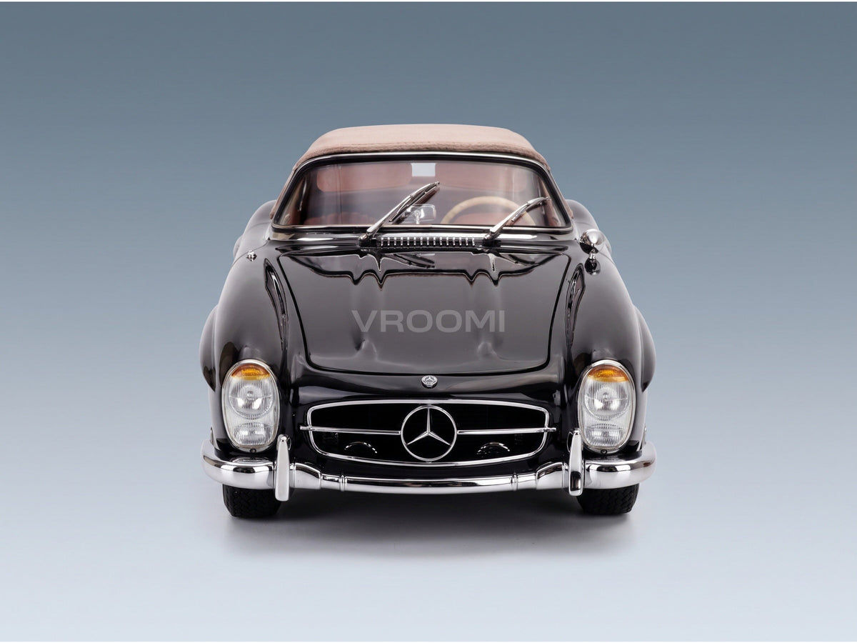Mercedes-Benz 300 SL Roadster W198 1957 Black Brown CMC 1:18 scale model - front view