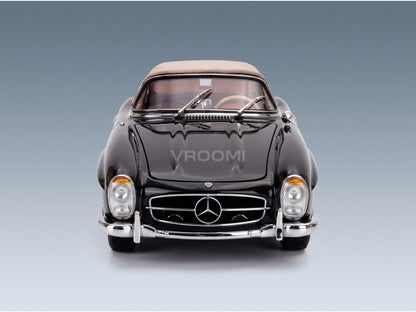 Mercedes-Benz 300 SL Roadster W198 1957 Black Brown CMC 1:18 scale model - front view