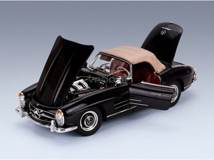 Mercedes-Benz 300 SL Roadster W198 1957 Black Brown CMC 1:18 scale model - opening parts
