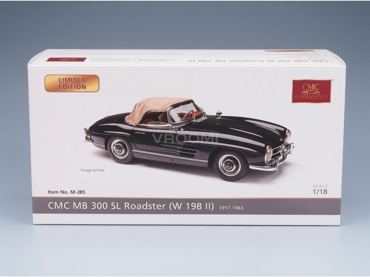 Mercedes-Benz 300 SL Roadster W198 1957 Black Brown CMC 1:18 scale model - original packaging