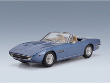 Maserati Ghibli Spider Cabriolet Open Alloy Rims 1970 Light Blue KK Scale 1:18 scale model - front three-quarter view