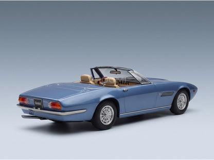 Maserati Ghibli Spider Cabriolet Open Alloy Rims 1970 Light Blue KK Scale 1:18 scale model - rear three-quarter view