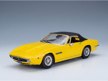 Maserati Ghibli Spider Cabriolet Open Spoked Rims Yellow 1970 KK Scale 1:18 scale model - front three-quarter view