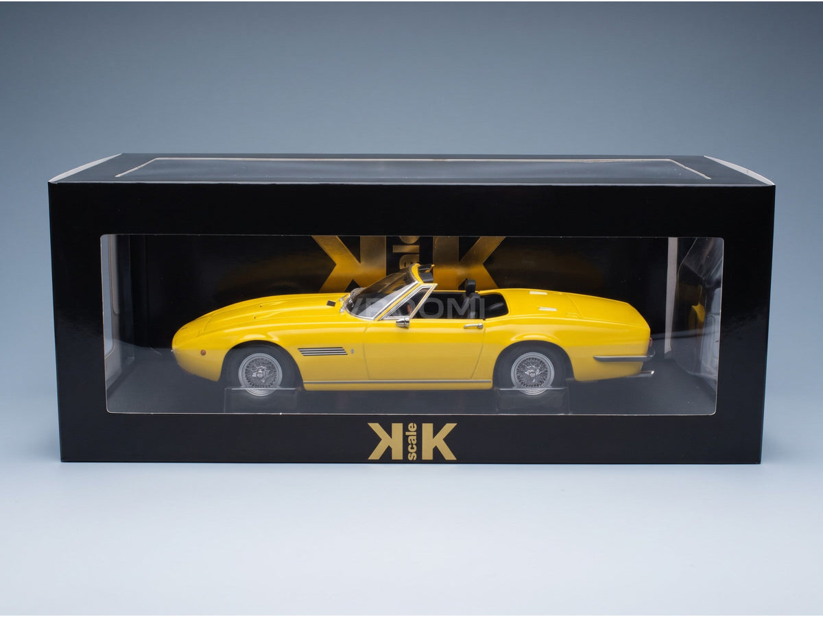 Maserati Ghibli Spider Cabriolet Open Spoked Rims Yellow 1970 KK Scale 1:18 scale model - original packaging