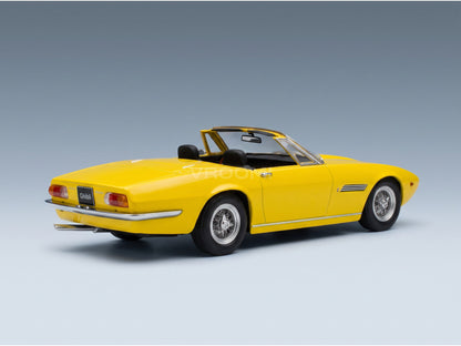 Maserati Ghibli Spider Cabriolet Open Spoked Rims Yellow 1970 KK Scale 1:18 scale model - rear three-quarter view
