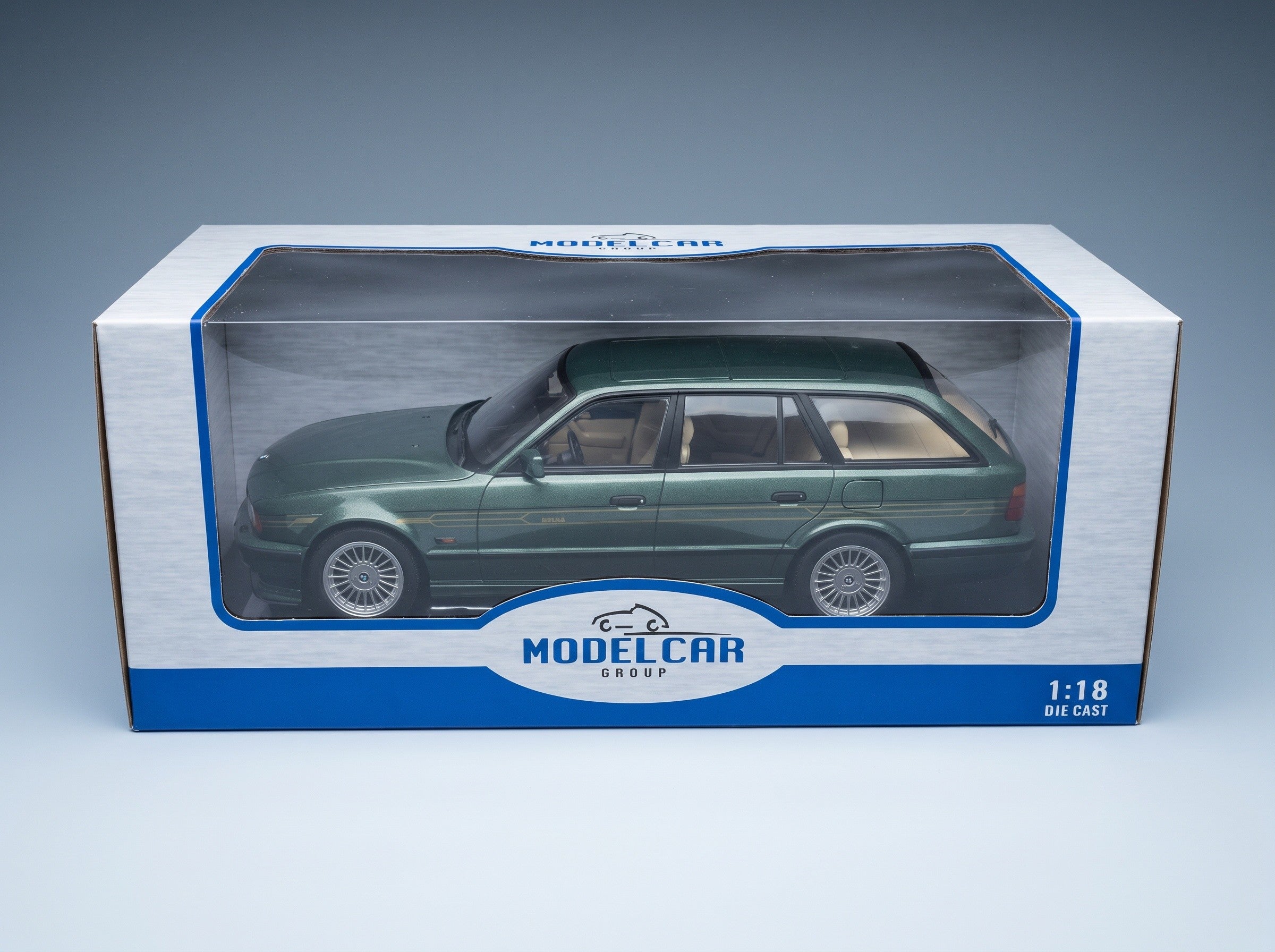 BMW 5-Series B10 4.6 Alpina Touring (E34) 1989 Green Metallic MCG 1:18 scale model - original packaging