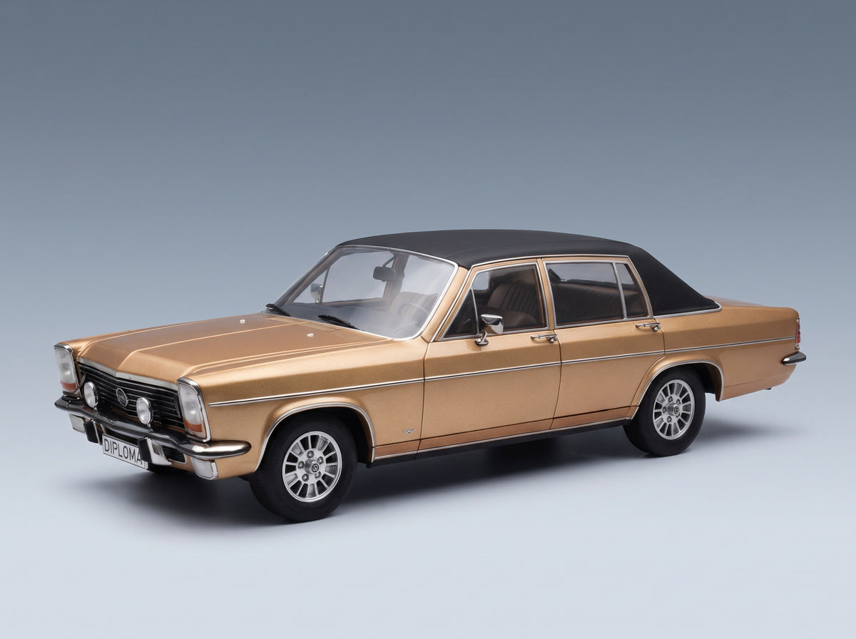Opel Diplomat B 1972 Gold Black MCG 1:18 scale model - front three-quarter view