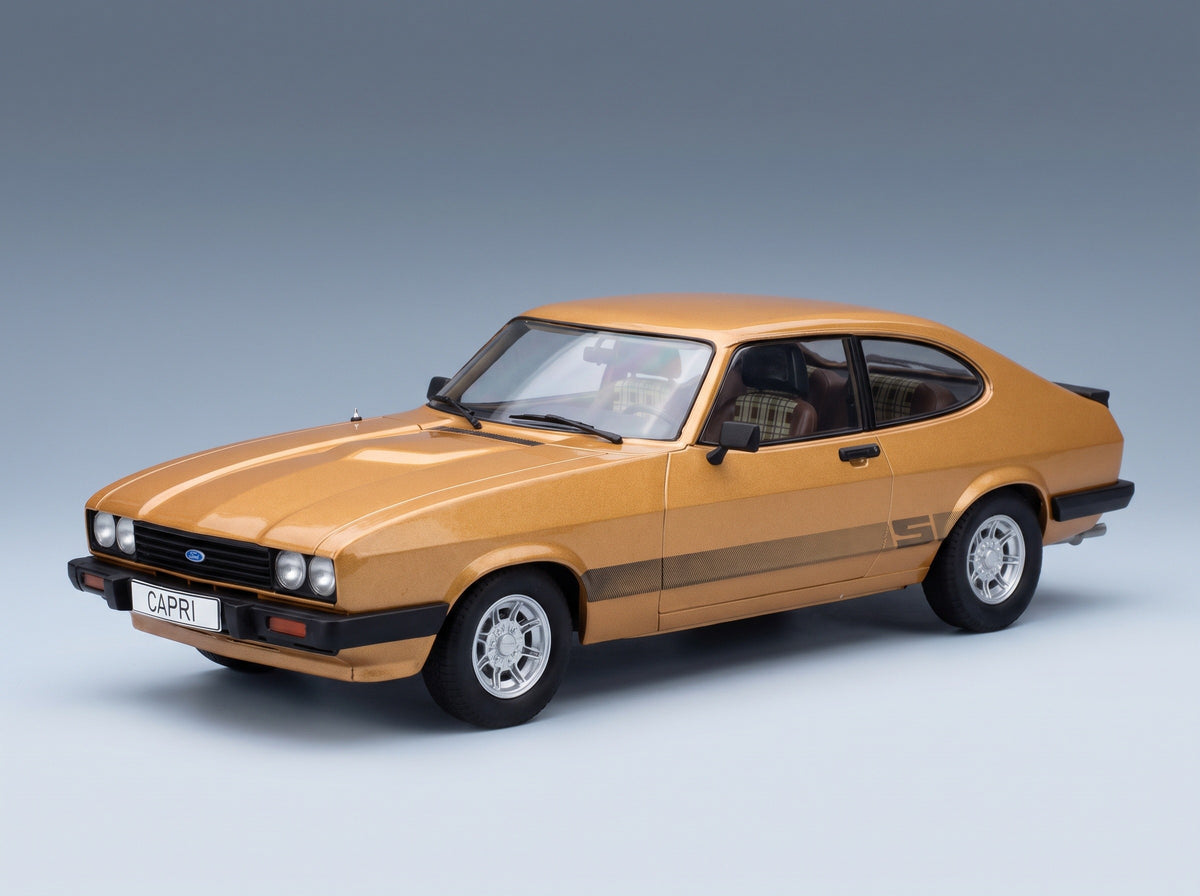 Ford Capri MkIII Coupé 1978 Gold MCG 1:18 scale model - front three-quarter view