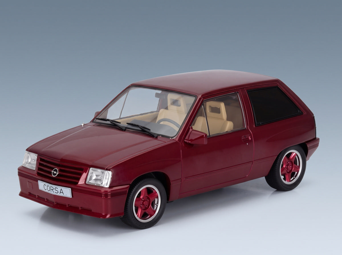 Opel Corsa A Custom 1983 Dark Red MCG 1:18 scale model - front three-quarter view