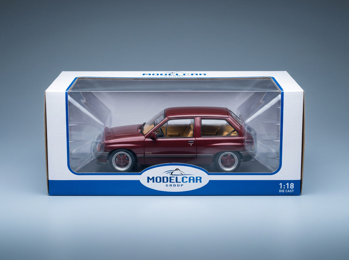 Opel Corsa A Custom 1983 Dark Red MCG 1:18 scale model - original packaging
