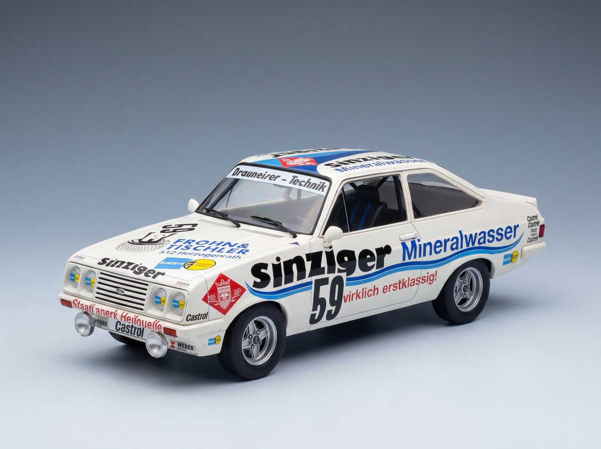 Ford Capri MkII RS 2000 Sinzinger Livery No. 59 Manthey Brohling Dahlen 24h Nürburgring 1982 MCG 1:18 scale model - front three-quarter view