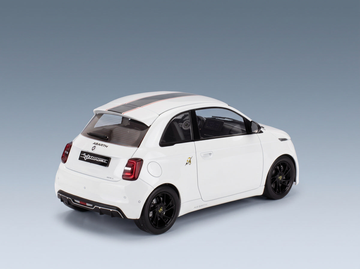 Fiat 500e Abarth 2024 White MCG 1:18 scale model - rear three-quarter view