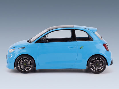 Fiat 500e Abarth 2024 Light Blue MCG 1:18 scale model - side view