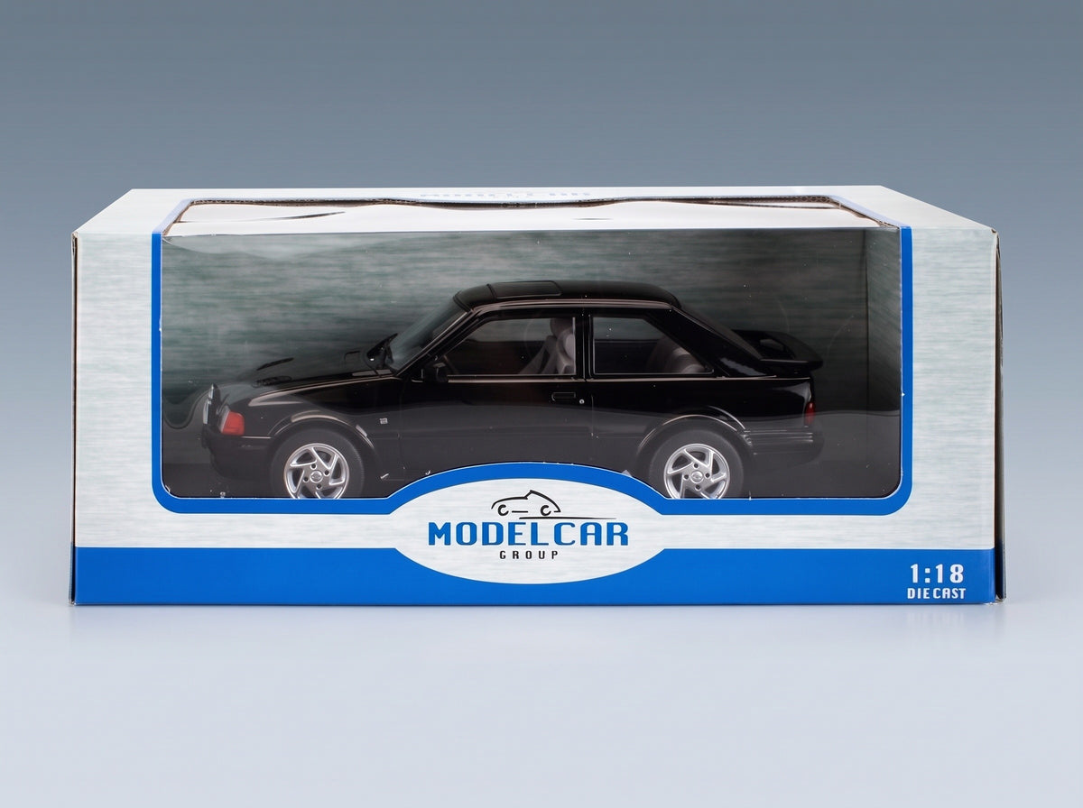 Ford Escort MK IV RS Turbo 1990 Black MCG 1:18 scale model - original packaging