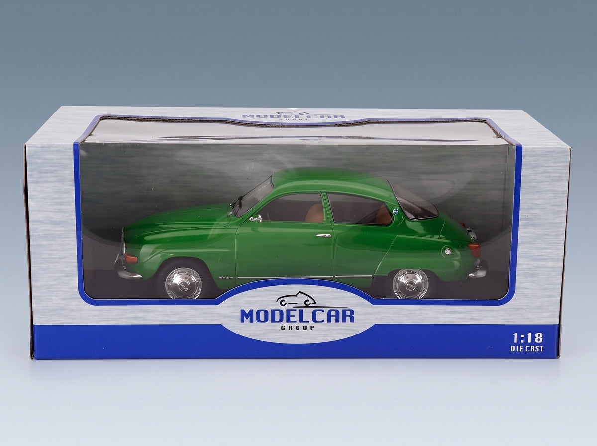 Saab 96 V4 1970 Dark Green MCG 1:18 scale model - original packaging