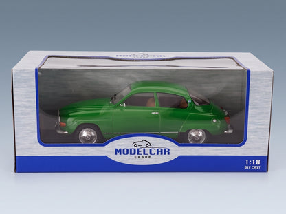 Saab 96 V4 1970 Dark Green MCG 1:18 scale model - original packaging