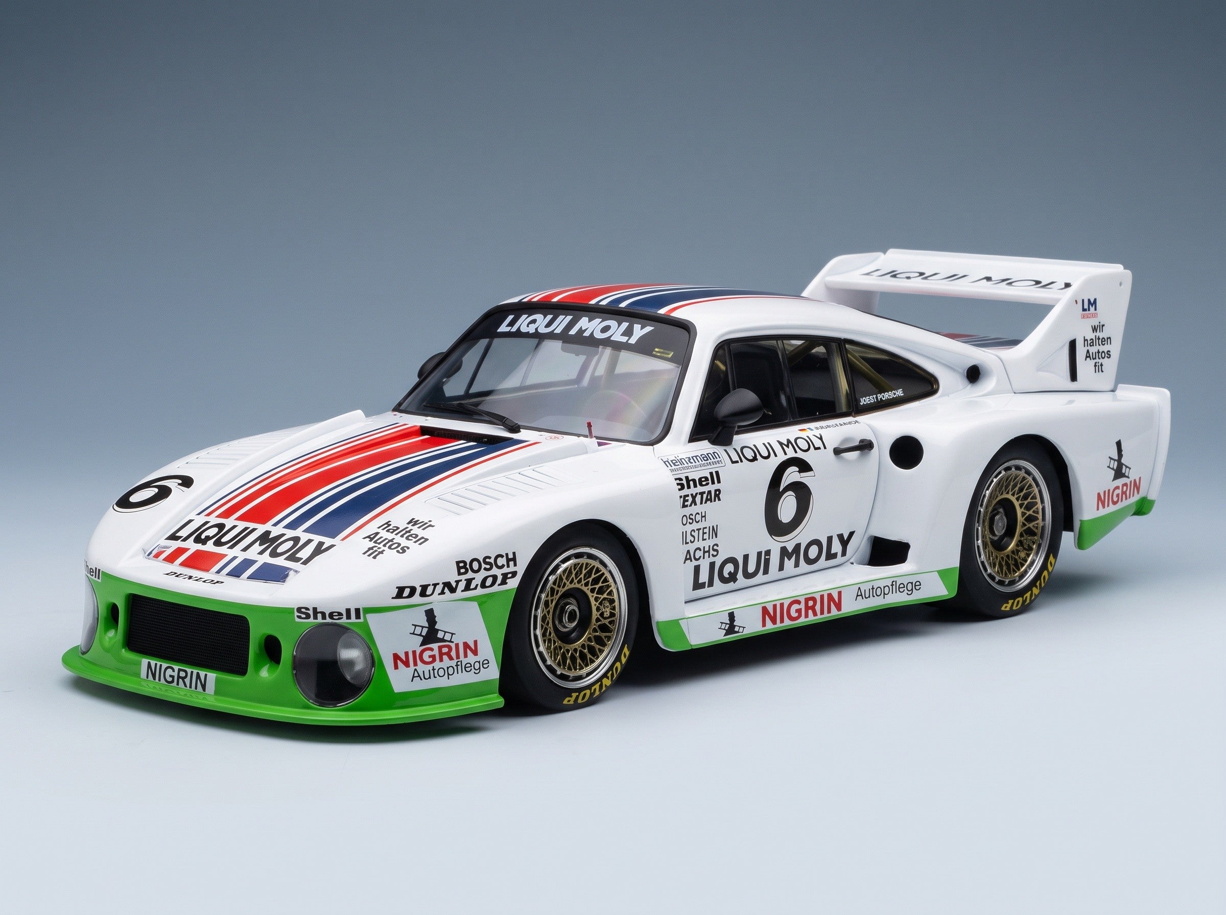 Porsche 935J Team Liqui Moly No. 6 R. Stommelen 3rd Spa Francorchamps DRM 1980 MCG 1:18 scale model - front three-quarter view