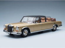 Mercedes-Benz S-Class 600 Pullman W100 Landaulet Semiconvertible 1964 Gold Metallic Black KK Scale 1:18 scale model - front three-quarter view