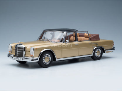 Mercedes-Benz S-Class 600 Pullman W100 Landaulet Semiconvertible 1964 Gold Metallic Black KK Scale 1:18 scale model - opening parts