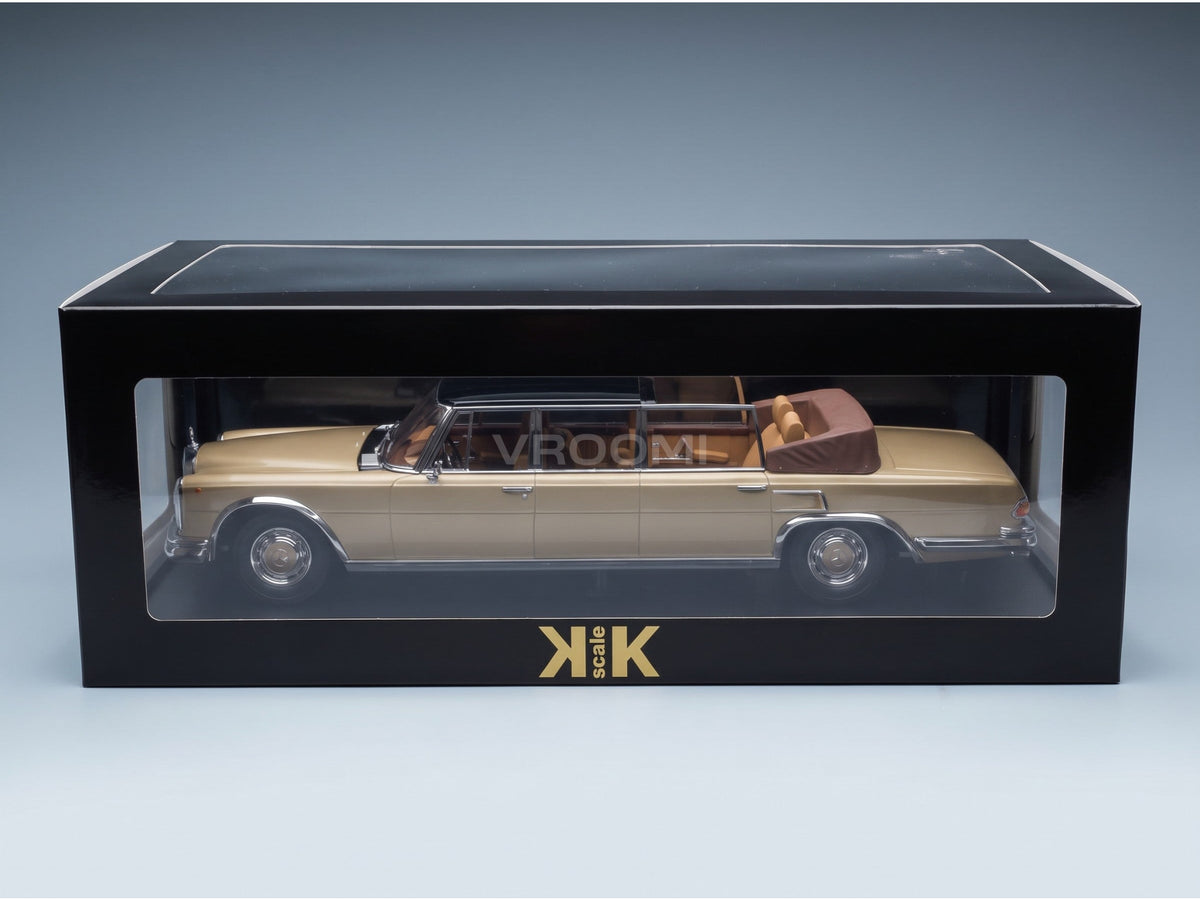 Mercedes-Benz S-Class 600 Pullman W100 Landaulet Semiconvertible 1964 Gold Metallic Black KK Scale 1:18 scale model - original packaging