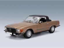 Mercedes-Benz SL-Class 450SL (R107) Cabriolet 1985 Gold Metallic KK Scale 1:12 scale model - front three-quarter view
