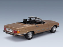 Mercedes-Benz SL-Class 450SL (R107) Cabriolet 1985 Gold Metallic KK Scale 1:12 scale model - rear three-quarter view