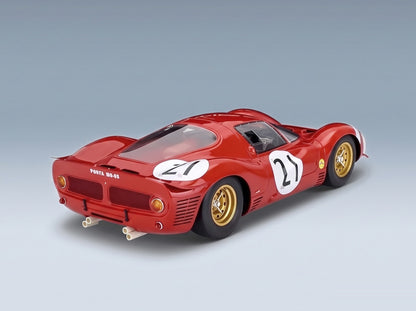Ferrari 330 P3 4.0L V12 Coupé ch.0848 Team Ferrari SEFAC No. 21 Lorenzo Bandini Jean Guichet 24h Le Mans 1966 Mitica 1:18 scale model - rear three-quarter view