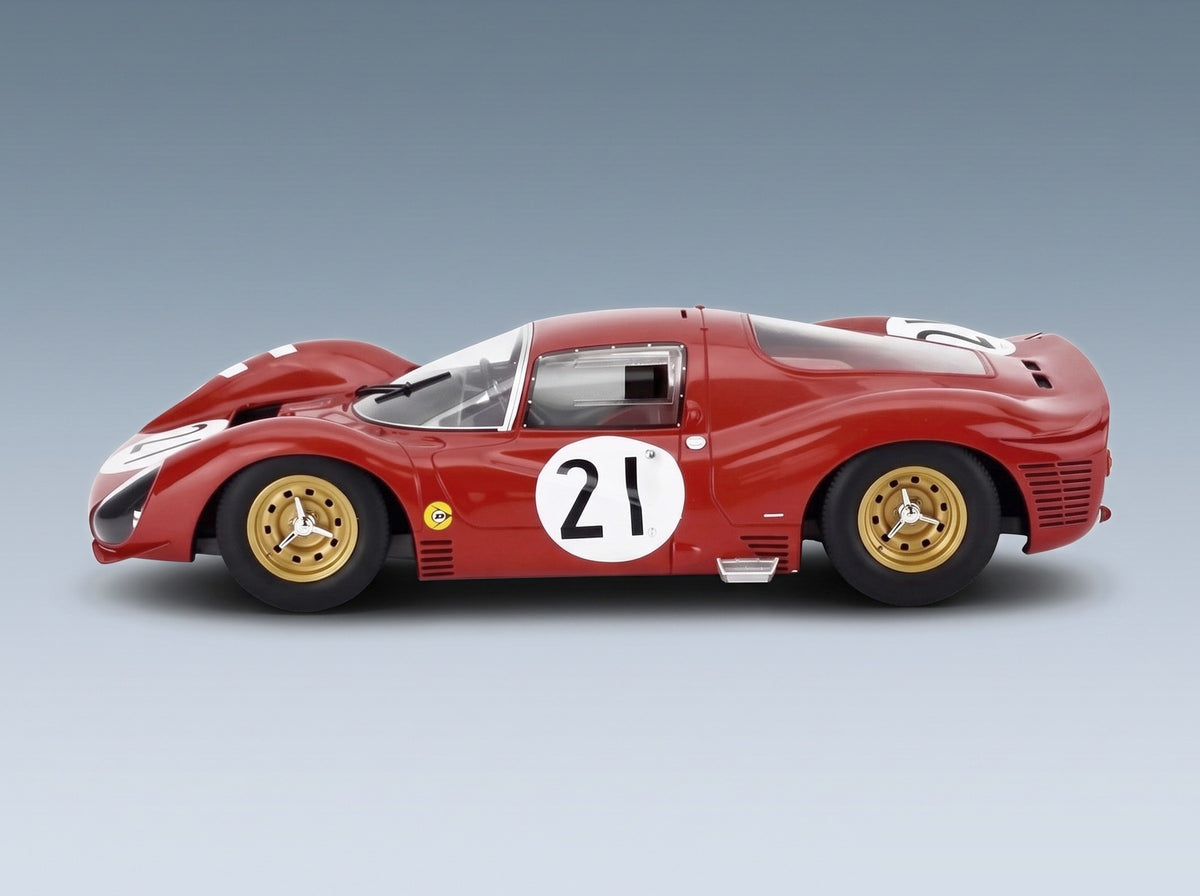 Ferrari 330 P3 4.0L V12 Coupé ch.0848 Team Ferrari SEFAC No. 21 Lorenzo Bandini Jean Guichet 24h Le Mans 1966 Mitica 1:18 scale model - side view