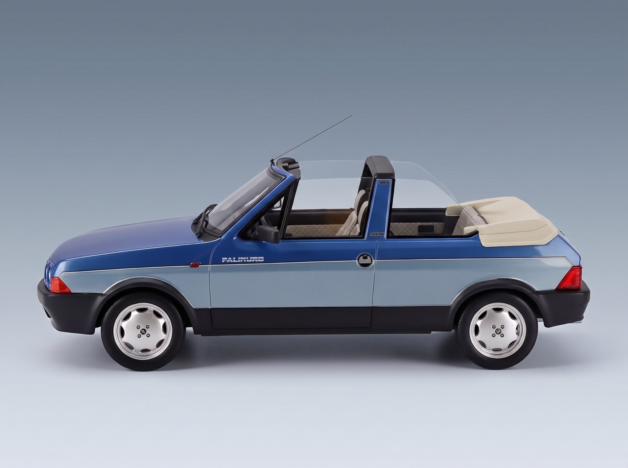 Fiat Ritmo Bertone Supercabrio 100S Palinuro 1986 Two-Tone Blue Metallic Mitica 1:18 scale model - side view