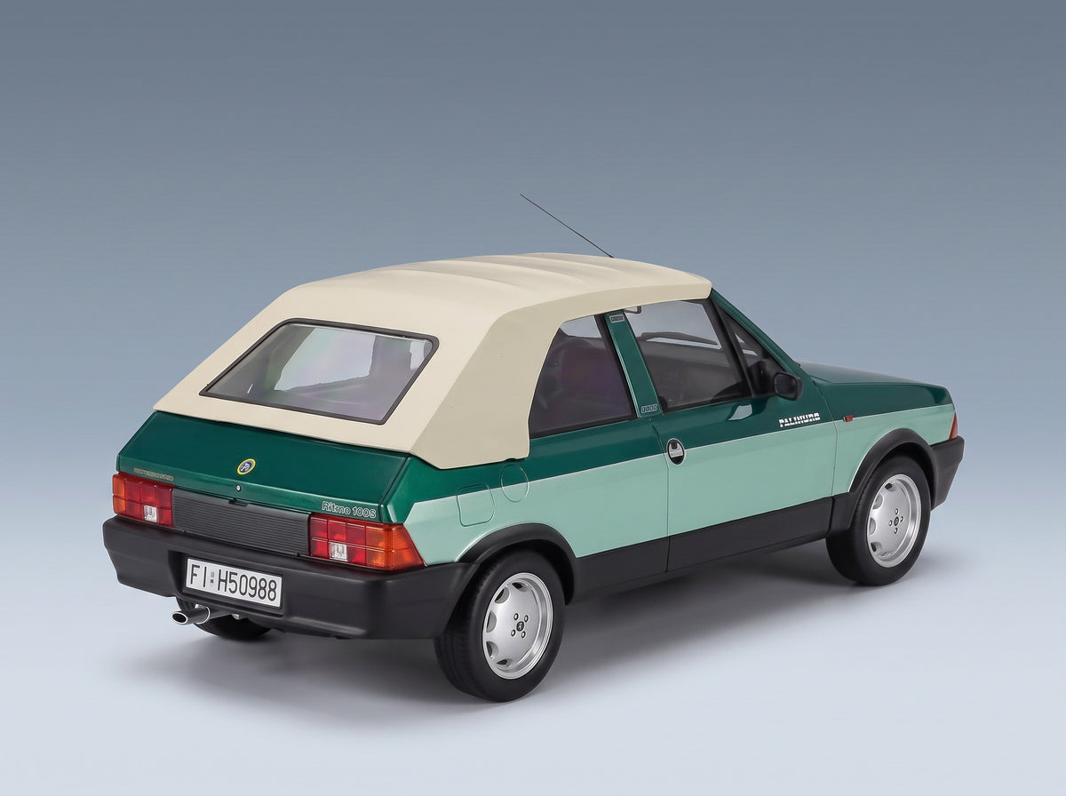 Fiat Ritmo Bertone Supercabrio 100S Palinuro 1986 Two-Tone Green Metallic Mitica 1:18 scale model - rear three-quarter view