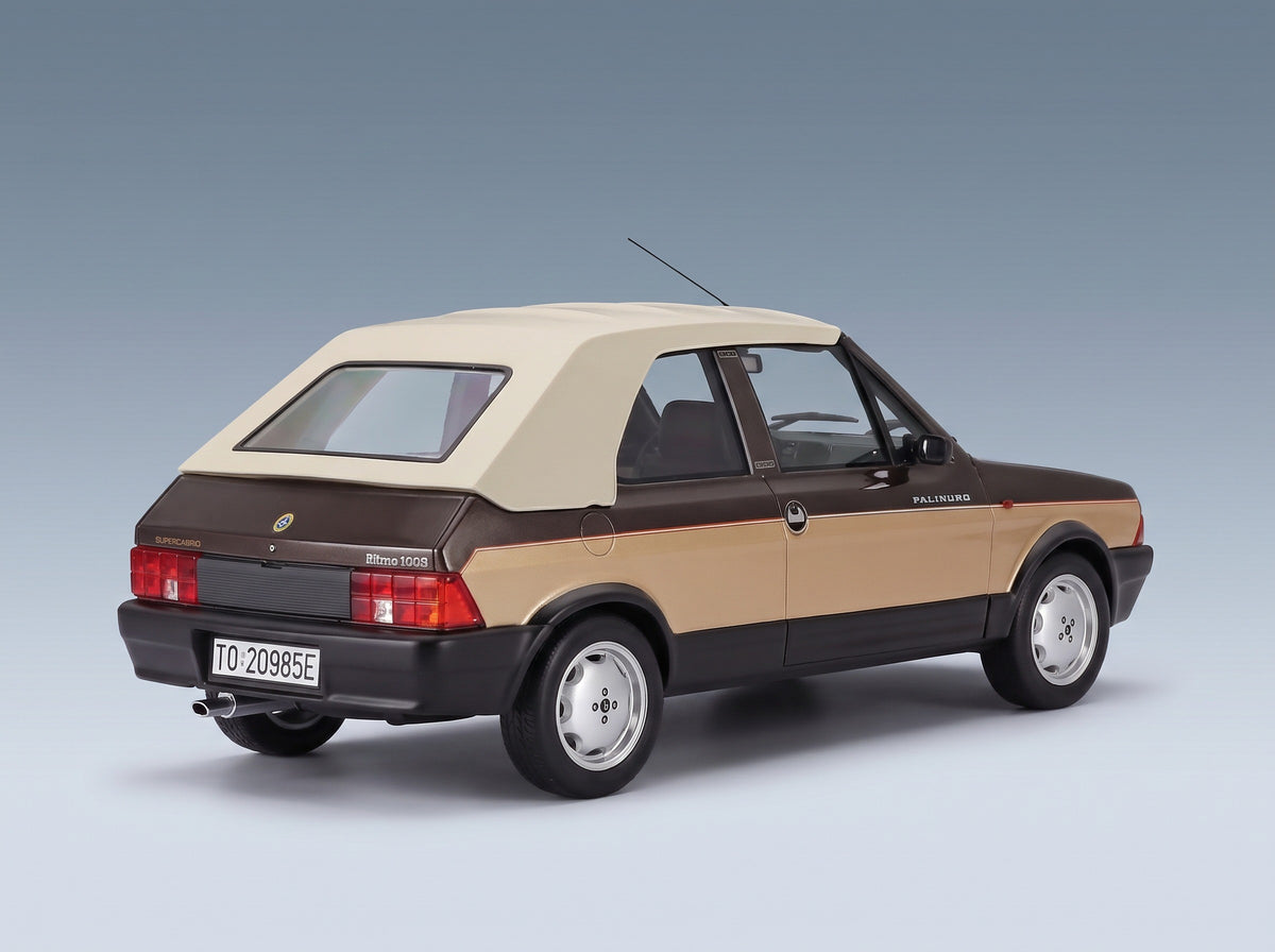 Fiat Ritmo Bertone Supercabrio 100S Palinuro 1986 Two-Tone Brown Metallic Mitica 1:18 scale model - rear three-quarter view