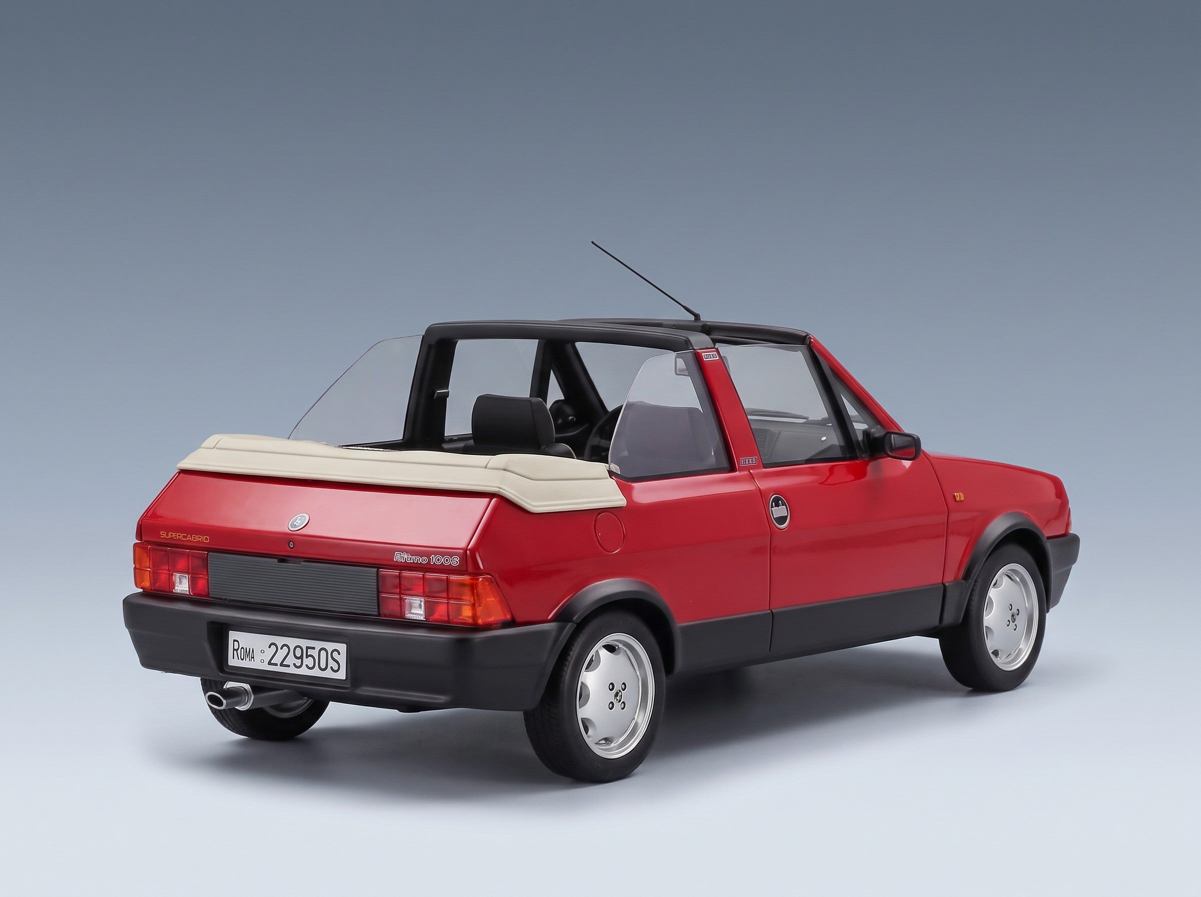 Fiat Ritmo Bertone Supercabrio 100S 1986 Red Mitica 1:18 scale model - rear three-quarter view, top down