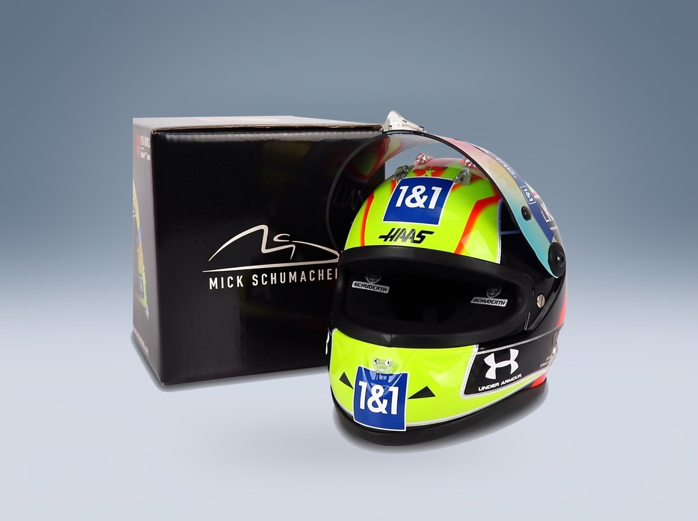 Schuberth Helmet Haas VF-21 Uralkali No. 47 Mick Schumacher British GP Silverstone 2021 Mini Helmet 1:2 scale helmet - original packaging