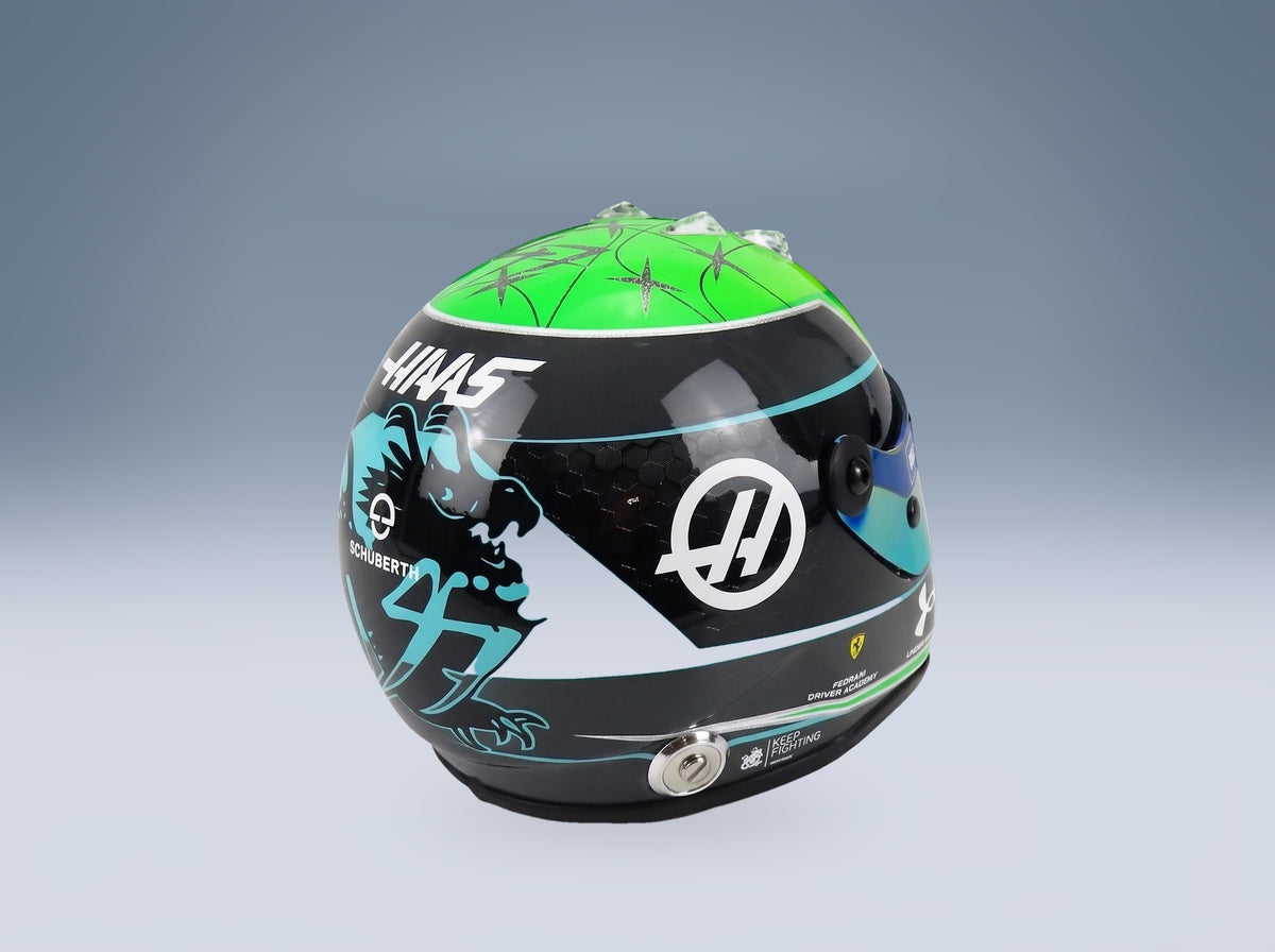 Schuberth Helmet VF-22 Haas F1 Team No. 47 Mick Schumacher Season 2022 Mini Helmet 1:2 scale helmet - rear three-quarter view