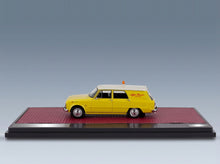 Alfa Romeo Giulia SW Station Wagon Alfa Romeo Service 1967 Yellow White Matrix Scale Models 1:43 scale model - side view on display base