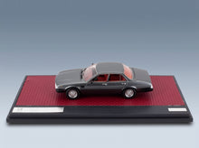 De Tomaso Deauville 2-Series 1983 Grey Metallic Matrix Scale Models 1:43 scale model - side view on display base