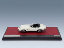 Jaguar E-Type Frua Roadster Open 1964 Just Married White with 2 Figures Matrix Scale Models 1:43 scale model - side view on display base