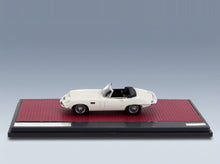 Jaguar E-Type Frua Roadster Open 1964 White Matrix Scale Models 1:43 scale model - side view on display base