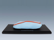 Ford GT40 Race Version 1966 Light Blue Orange Matrix Scale Models 1:43 scale model - side view on display base
