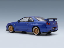 Nissan Skyline GT-R (R34) V-Spec II 2001 Blue Metallic BBS Rims KK Scale 1:12 scale model - rear three-quarter view