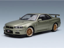 Nissan Skyline GT-R (R34) V-Spec Nur 2001 Green Metallic BBS Rims KK Scale 1:12 scale model - front three-quarter view