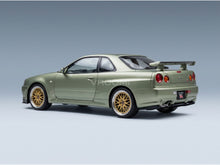 Nissan Skyline GT-R (R34) V-Spec Nur 2001 Green Metallic BBS Rims KK Scale 1:12 scale model - rear three-quarter view
